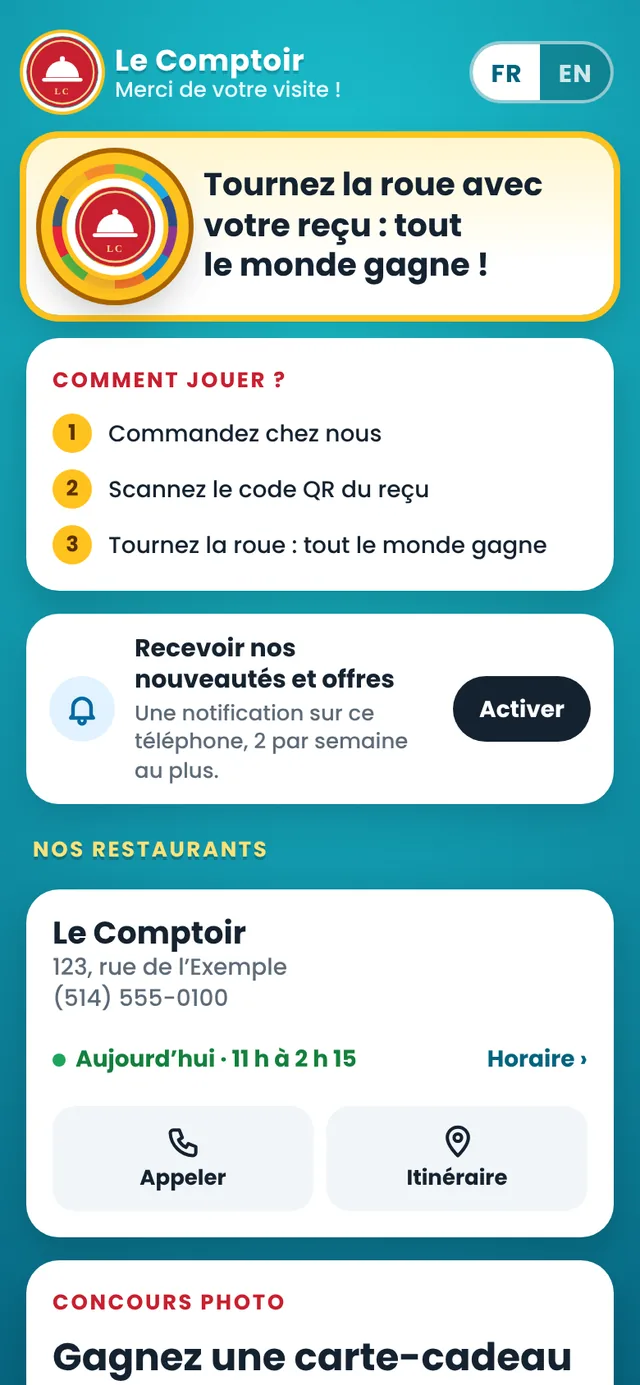 L’accueil du jeu