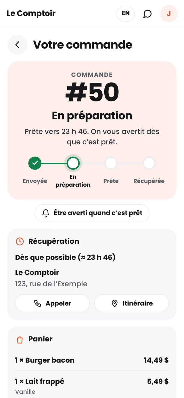 Le suivi de la commande